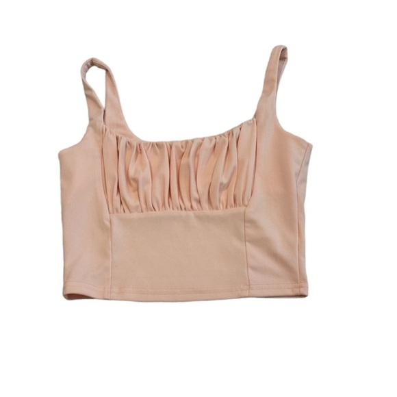 Light Pink Women's Ruched Sleeveless Cropped Cami Size Small - Picture 2 of 10